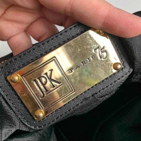 JPK Paris 75 Nylon Shoulder Bag Purse Black Gold Hardware - Picture 8 of 12